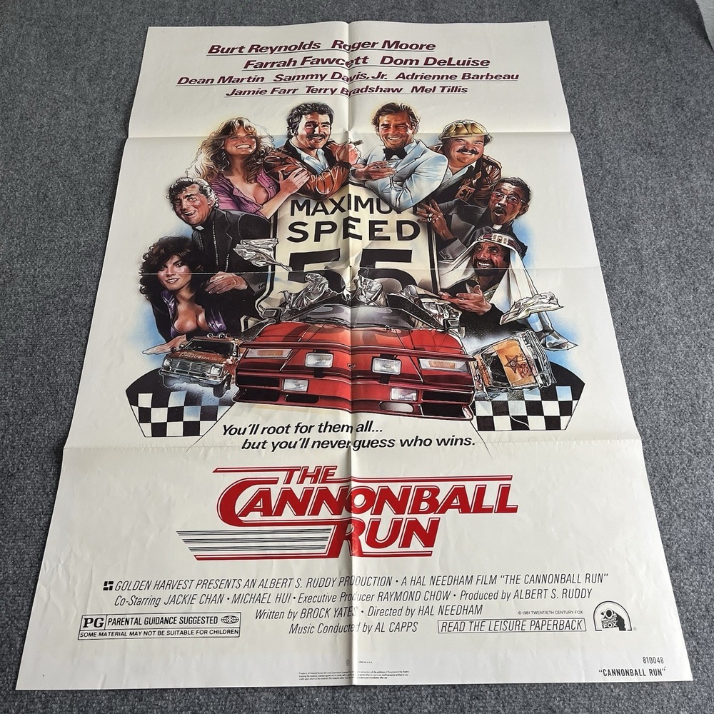 The‎ Cannonball Run (1981) Original One Sheet Movie Poster Folded Vintage